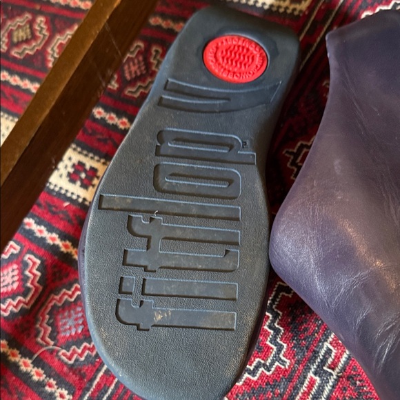 Fitflop Navy Blue Leather Mules - Picture 3 of 3